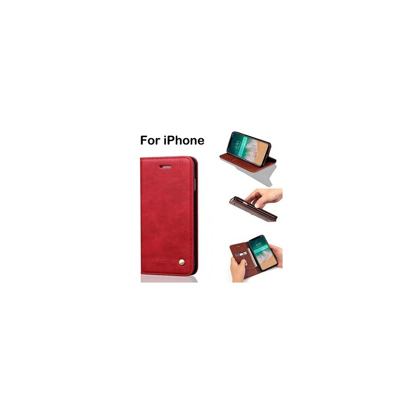 Luxury Lether Case iPhone X iPhone XS Red Červená