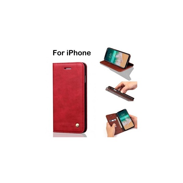 Luxury Lether Case iPhone XS Max Red Červená