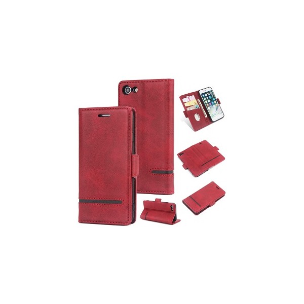 Retro Line Book Casse iPhone 8 / 7 Knížkové púzdro Červený