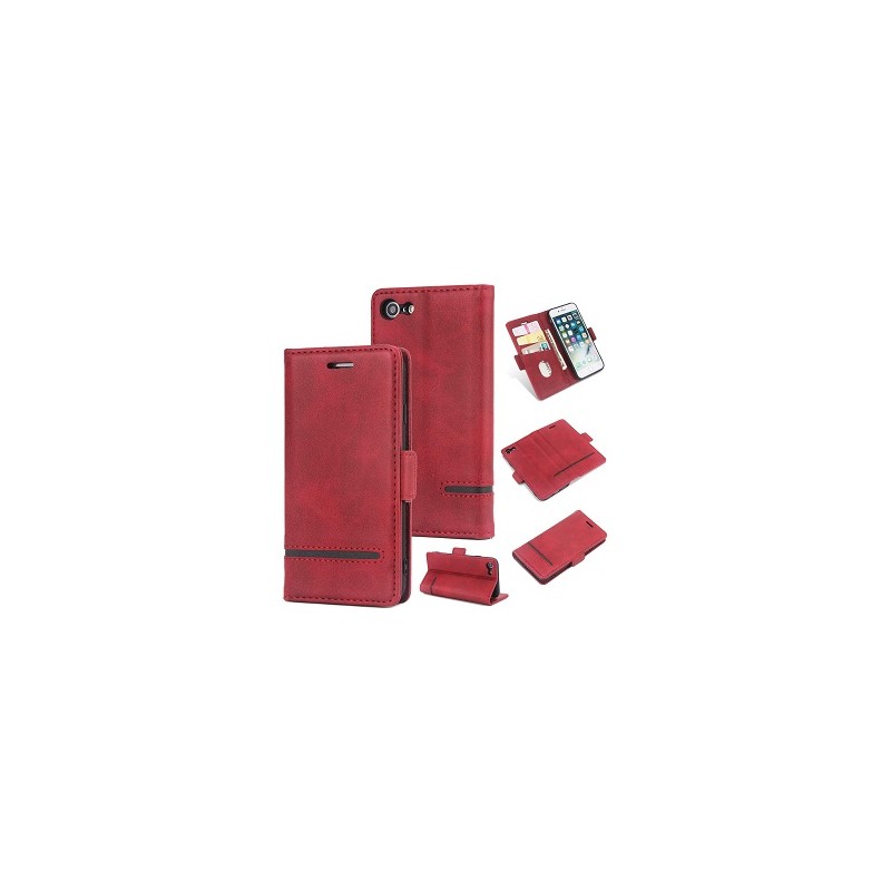 Retro Line Book Casse iPhone X / XS Knížkové púzdro Červený