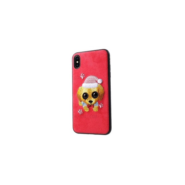 MUTURAL 3D Vyšívaný TPU Leather Coated Case iPhone X iPhone XS - Dog and Hat